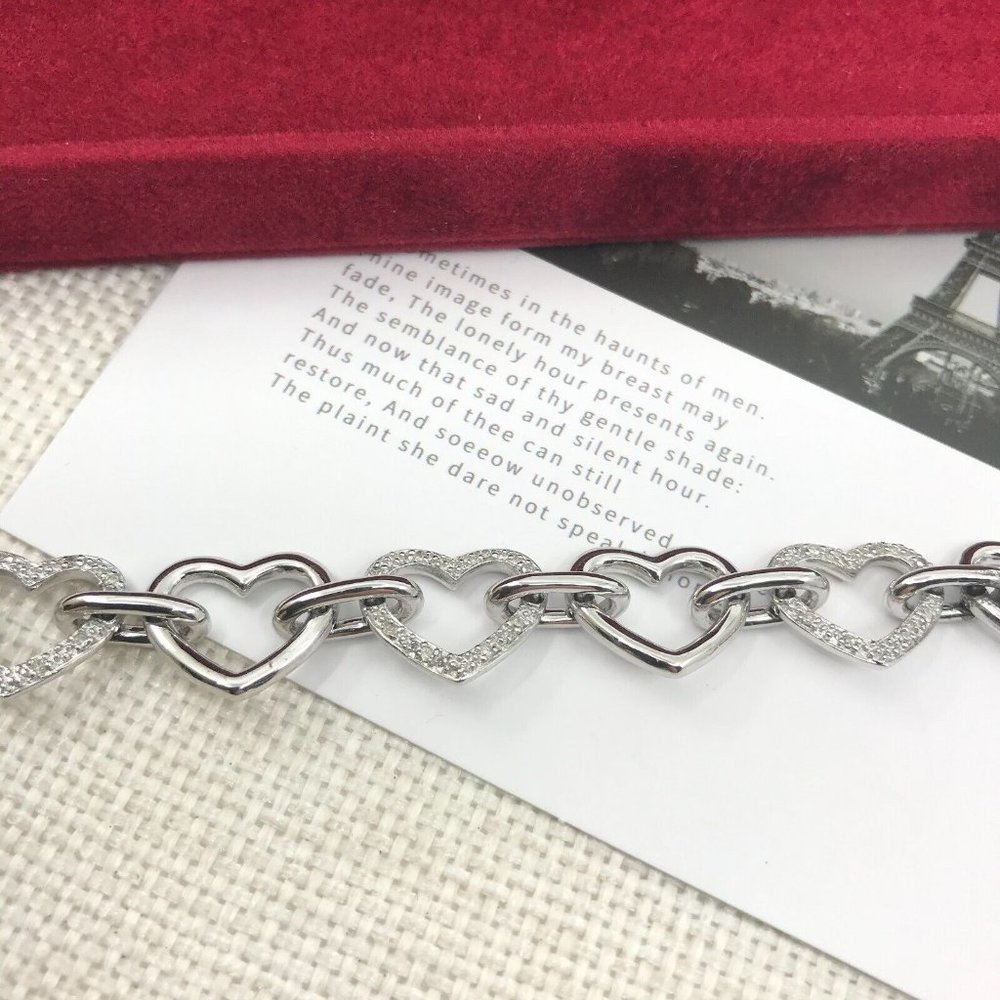 Authentic Affinity Diamonds Sterling Silver Hearts Bracelet - Picture 7 of 12